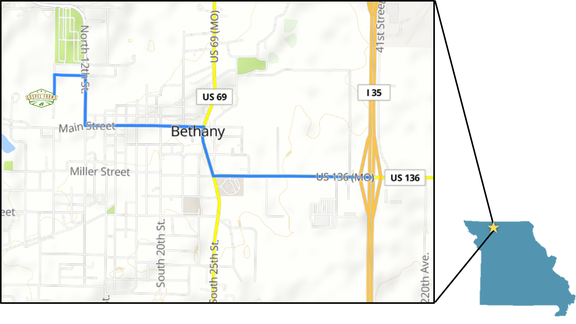 Directions Gospel Farms   Map2 